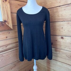 Vintage Babydoll Knit Grey Long Sleeve Top Sweater Retro Bella Swan Medium Shimm